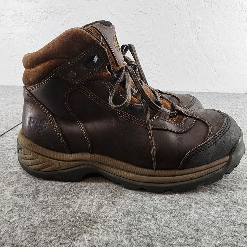 Timberland Pro Mens 8M Brown Leather Steel Toe Work Boots Hiking Gorpcore 87081